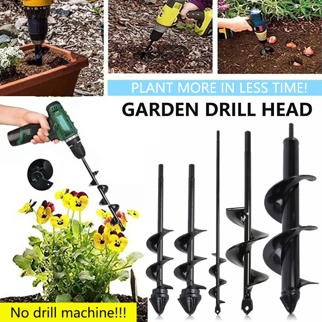 

Auger Drill Bit for Planting Drill Auger Yard Gardening Bedding Planting Hole Digger Tools Replacement Garden Tool Earth Drill