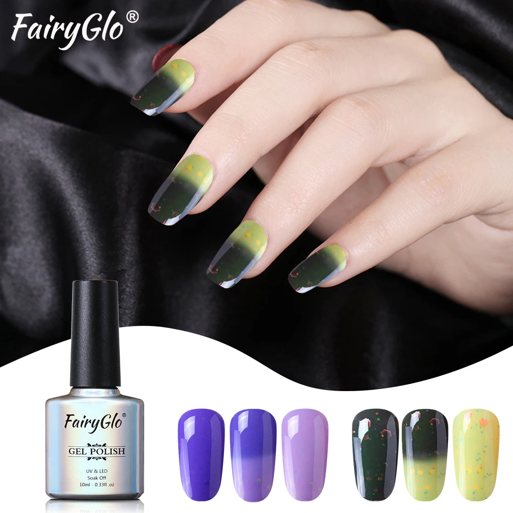 FairyGlo 10 мл Гель-лак для ногтей с изображением сыра Хамелеона меняющий температуру