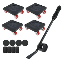 Barre de rouleaux de roues mobiles, outils à main, dispositif à main mobile, outils de Transport de meubles, 4 glissières, objets lourds, 5 pièces