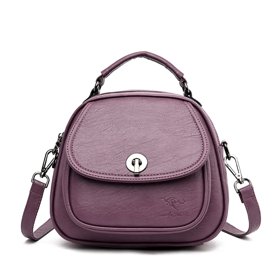 Многофункциональные рюкзаки для девочек-подростков Mochila Feminina, женские кожаные рюкзаки высокого качества, небольшой рюкзак в консервативном стиле - Цвет: Purple