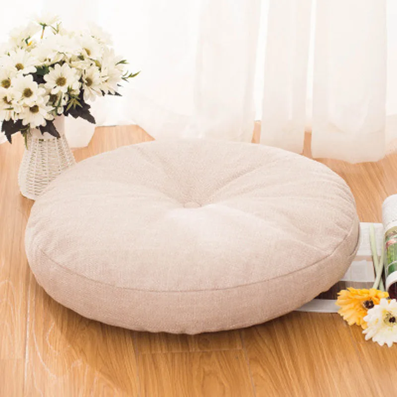 40-70cm Round Cushion Linen Cotton Seat Pad Thick Washable Cushion Meditation Mat Modern Sofa Pillow Tatami Chair Back Cushion 3
