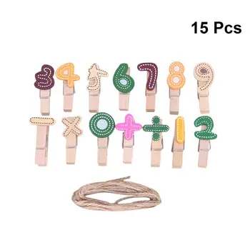 

15pcs Colorful Number Creative Beautiful Photo Clip Message Clip Wood Clip Set for Living Room Bedroom