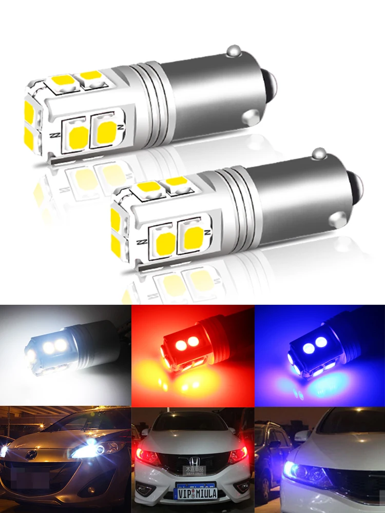 2x BA9S W5W 10SMD 1210 3528 LED Car Width Lamp License Plate Light Tail Bulbs 