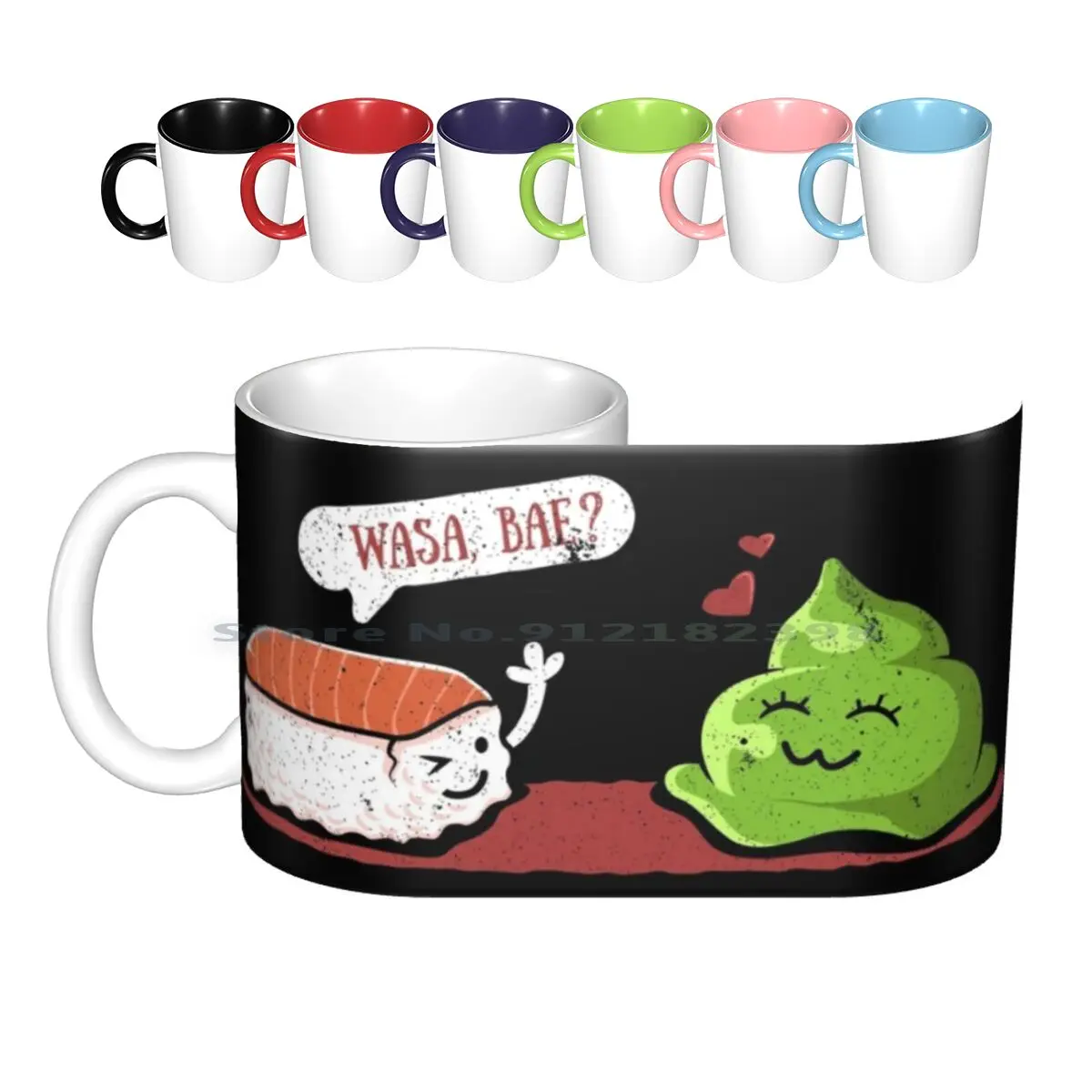 Coppie Romantiche Regalo Di San Valentino Wasa Bae T Shirt Tazze In Ceramica Tazze Da Caffè Tazza Da Tè Al Latte Sushi Sashimi Wasabi Cibo Giapponese