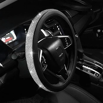 

The New Auto Car Steering Wheel Cover Crystal Sparkled Diamond Leather Skidproof Bling Bling Car Styling Car Accessories Interio