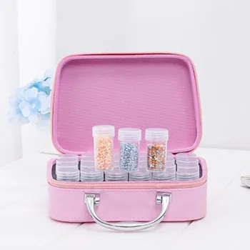 

24 Bottles Diamond Painting Cross Stitch Accessories Tool Box Container Diamond Storage Cartoon Girl 5D Embroidery Mosaic