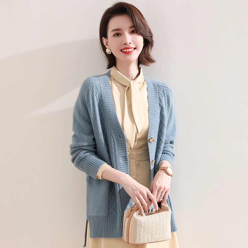 Woman Jackets 100% Goat Cashmere Knitted Cardigans