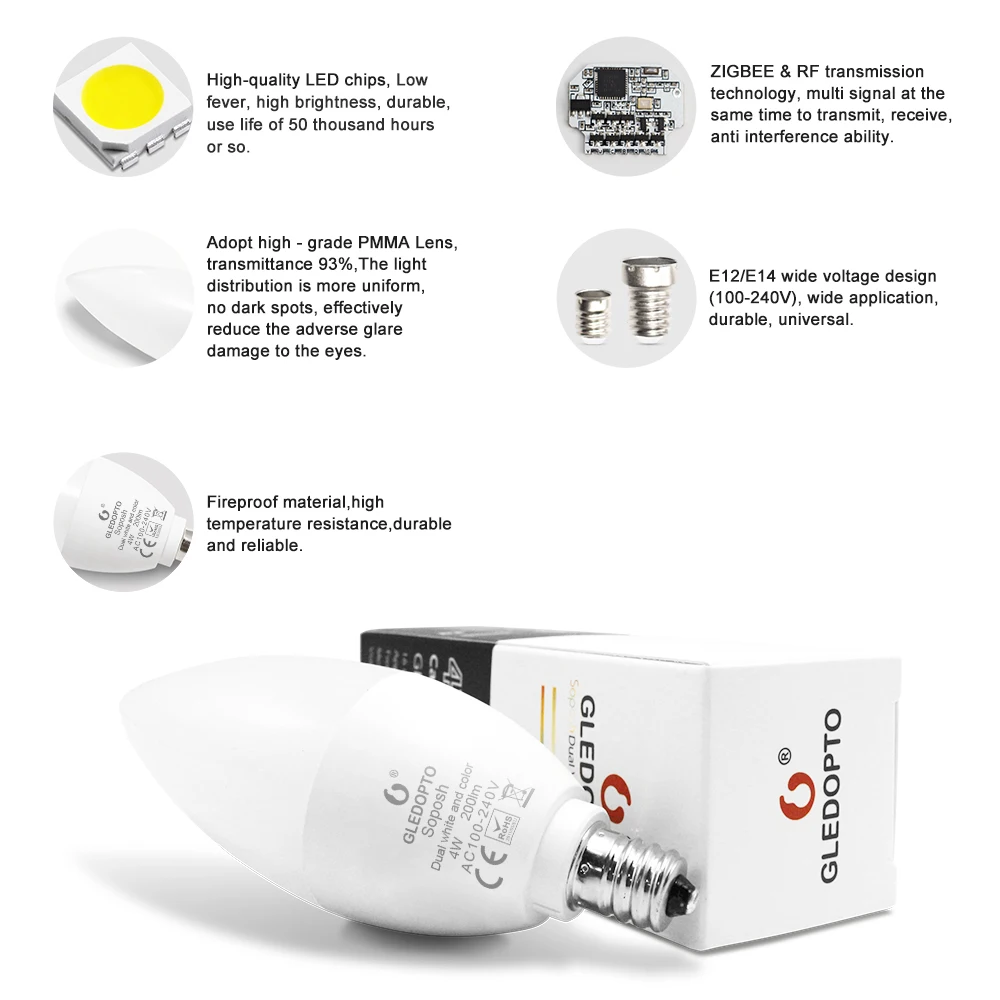 G светодиодный OPTO zigbee zll светильник 4 Вт лампа rgb/rgbw/rgbww/cw smart APP control AC100 240V шлюзы rgb + cct