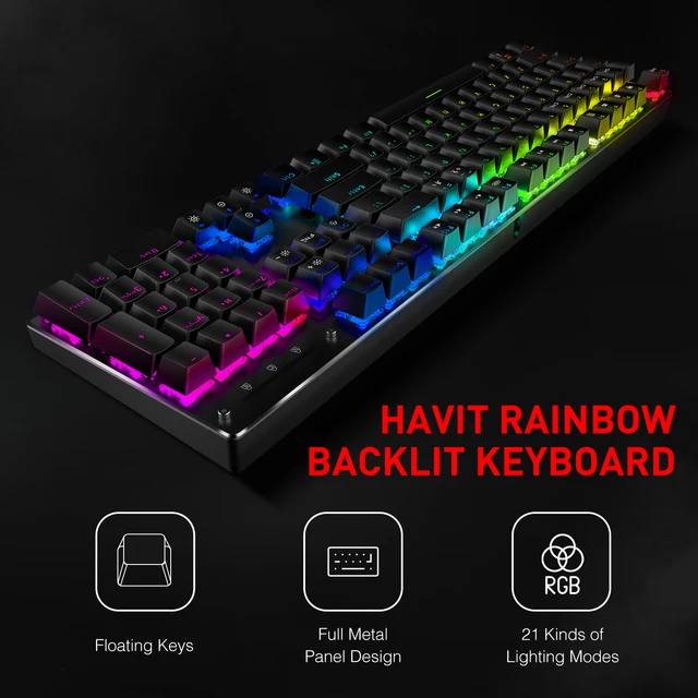 Havit Gaming Mechanical Keyboard and Mouse Combo 4800DPI 7 Button 