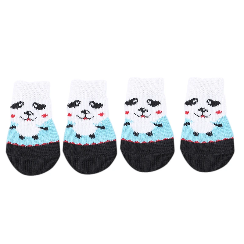 Lovely Pet Dog Puppy Cat Shoes Slippers Non-Slip Socks Pet Cute Indoor For Small Dogs Cats Snow Boots Socks Pet Supplies - Цвет: blue white M