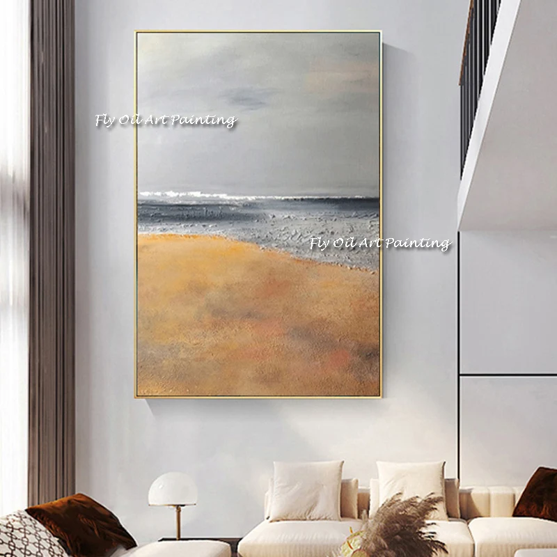 

Home Wall Art 100% Hand-Painted Ocean Seaside Oil Painting Abstract Canvas Painting Living Room Decoration Painting Entrance