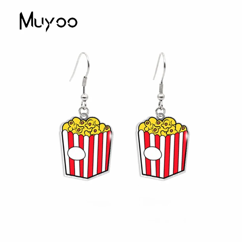 Drop Earrings Dangle Earrings New Vintage Movie Film Popcorn Projector TV Set Cinema Theme Epoxy Acrylic Resin Fish Hook Earrings