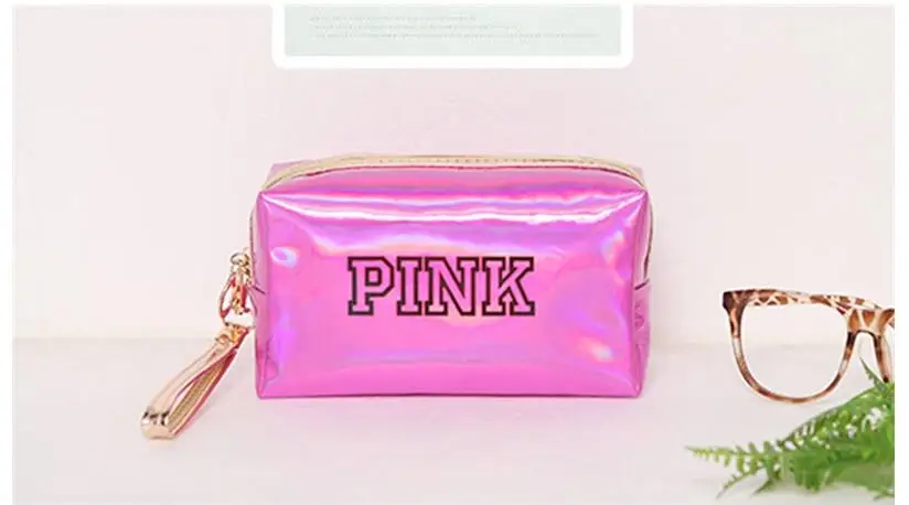 Женская косметичка, розовая косметичка с лазерными блестками, Водонепроницаемая мини-сумка-Органайзер, маленькие и женские косметички