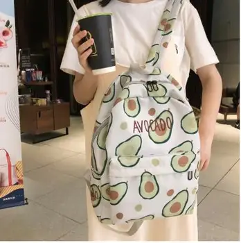 

Fruit Printed Bookbags Canvas Cute Women's Backpacks 2020 Girls Casual sac a dos Large Preppy Style Schoolbags Tomato