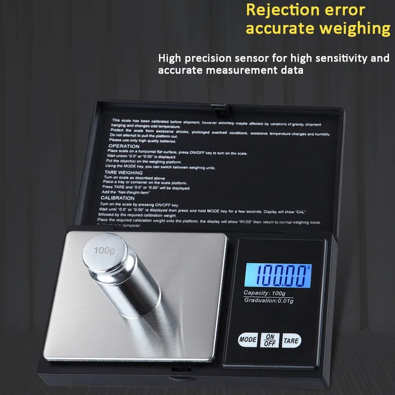 

High Precise Digital Kitchen Scale Pocket Scale With LCD Display For Food Medicine Jewelry Black Not Include Battery