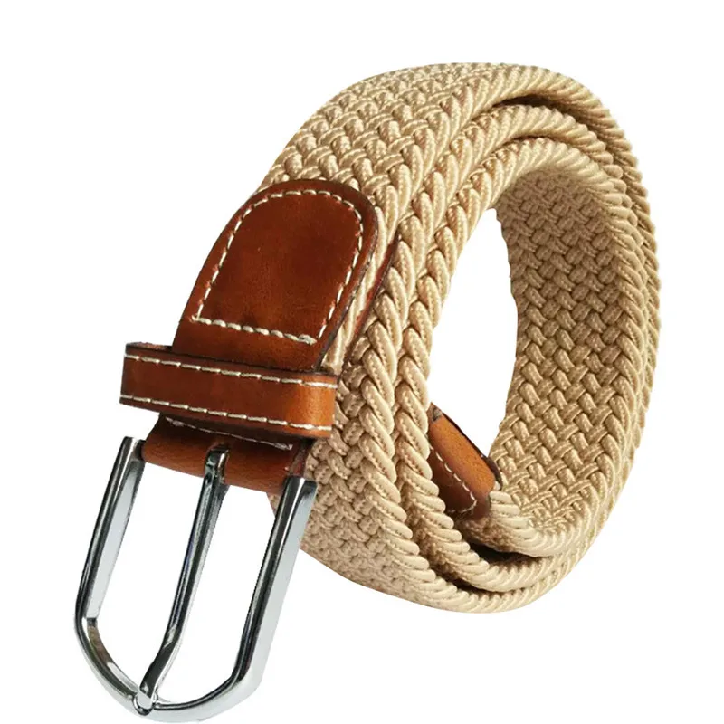 Ремень для джинсов с металлической пряжкой, классический плетеный ремень, повседневный тканый пояс для женщин и мужчин, кожаный стиль унисекс