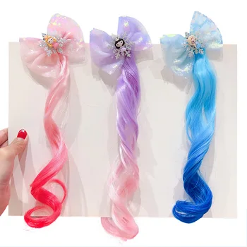 

10Pcs/Lot Kids Colorful Wig Fashion Mesh Yarn Princess Hair Clips Girls Gradient Hairpins Hairgrip Wholesale Hair Accessories