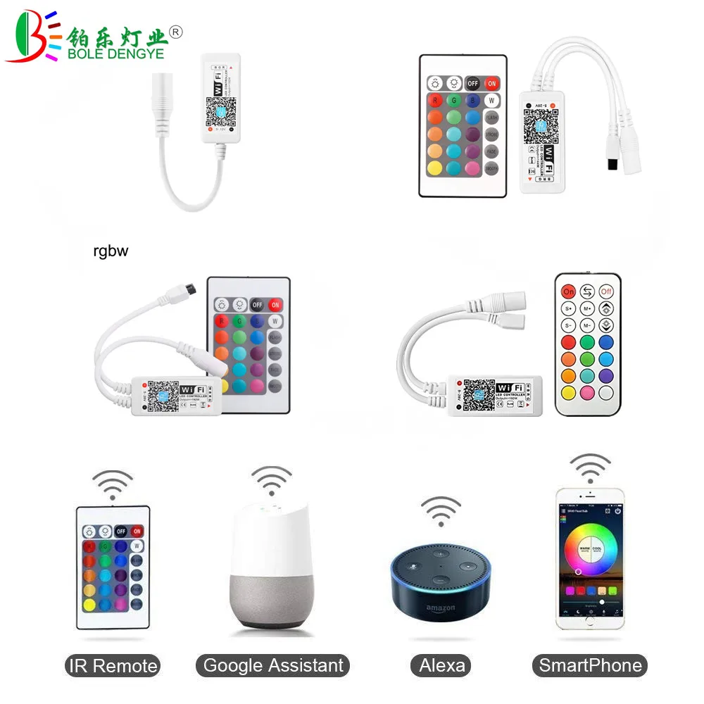 

1pcs Wireless WiFi LED Controller Sync To Music Smart Phone Control Voice Control Time Setting For 2835 5050 RGB LED Strip Light