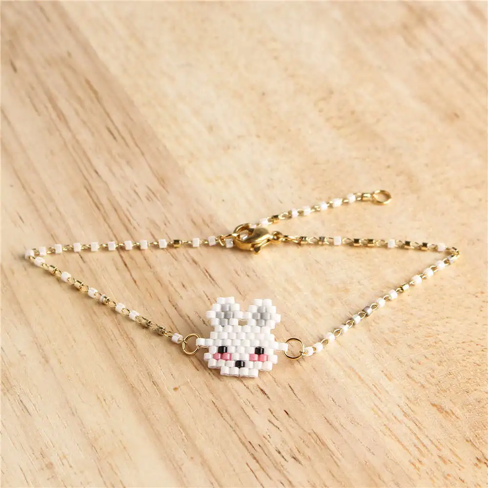 Go2boho белый кролик браслеты женские Perles MIYUKI браслет девушка Pulseras Mujer детский подарок животное кисточкой ювелирные изделия ручной работы