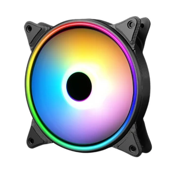 

RGB Color-Changing Symphony LED Light Desktop Computer DIY Light-Emitting Cooling Fan LED Case Fan Computer Cooling Fan (Fine Ap