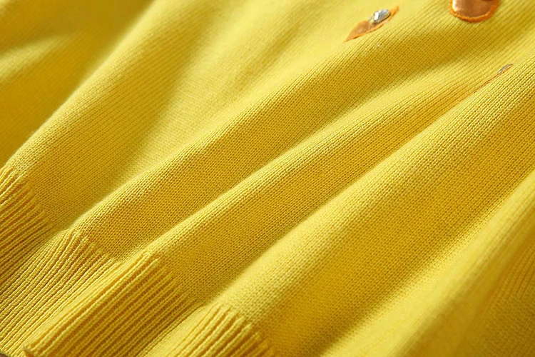 VERDEJULIAY Runway Yellow Sweater Autumn Winter Fashion New Luxury Beading Diamonds Patch European Top