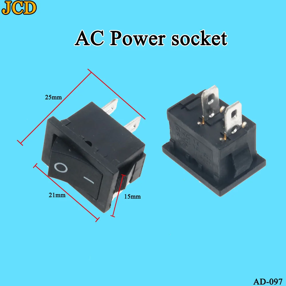 JCD 10 шт. кнопочный переключатель 21x15 мм SPST 2Pin 3A 250V KCD11 защелкивающийся
