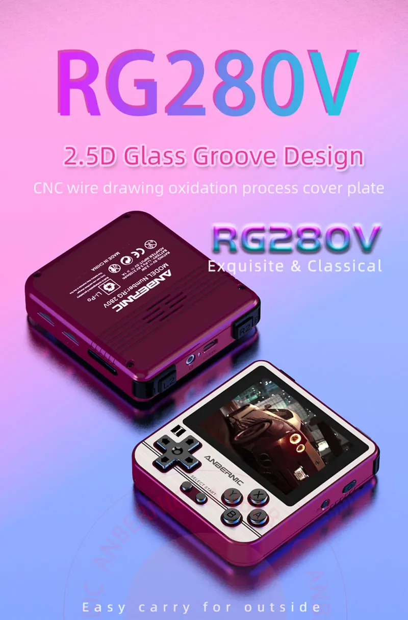Anbernic 280v rg280v retro jogo console aberto