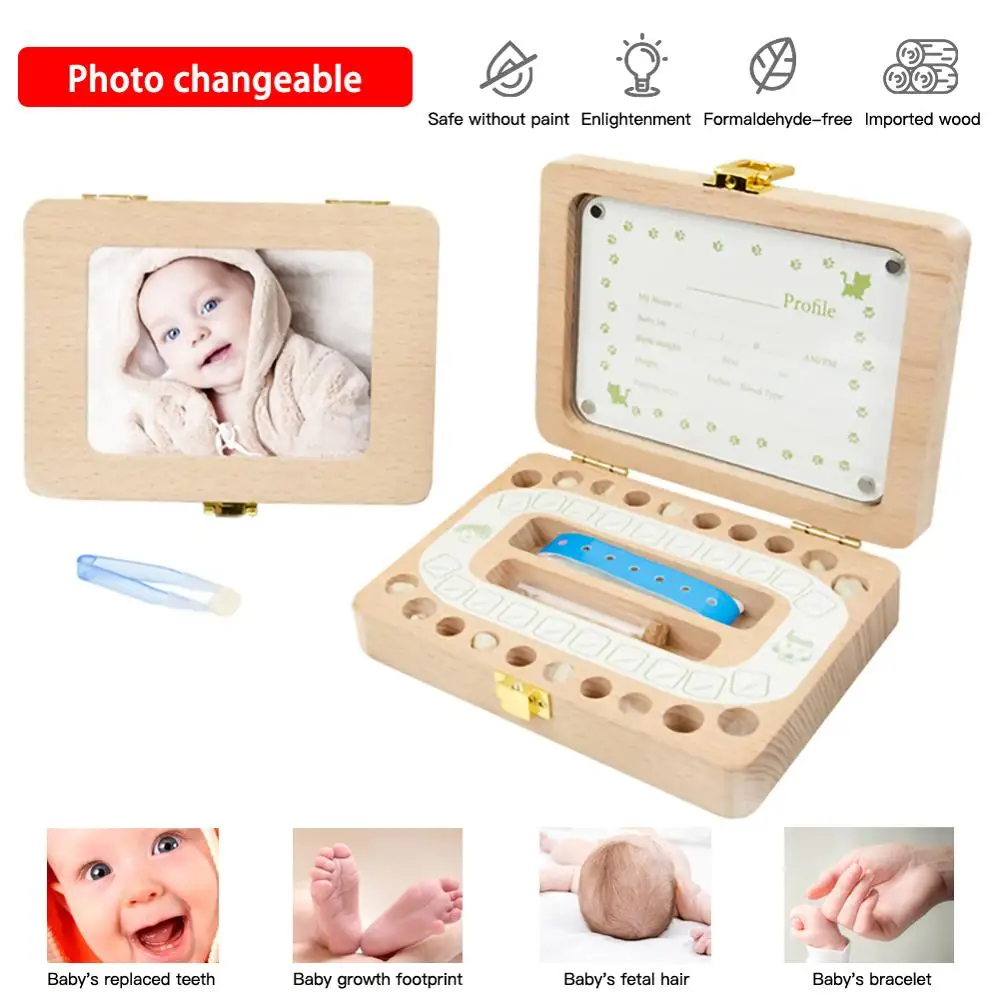 

Wooden Baby Tooth Box Milk Teeth Umbilical Organizer Storage Boys Girls Souvenir Save Cases Baby Gifts