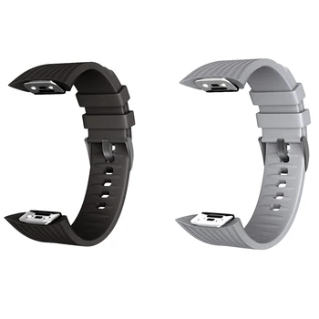

2x Silicone Watchband Strap for Samsung Galaxy Gear Fit2 Pro Watch Band for Samsung Gear Fit 2 SM-R360-Black & Grey