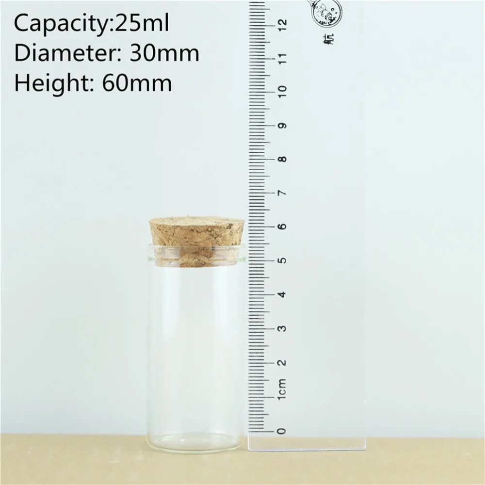 24pcsLot Tiny Cork In Vitro Thick Glass Bottles Wishing Bottle Glass Cork Stopper Jars Storage Souvenir Container (22)