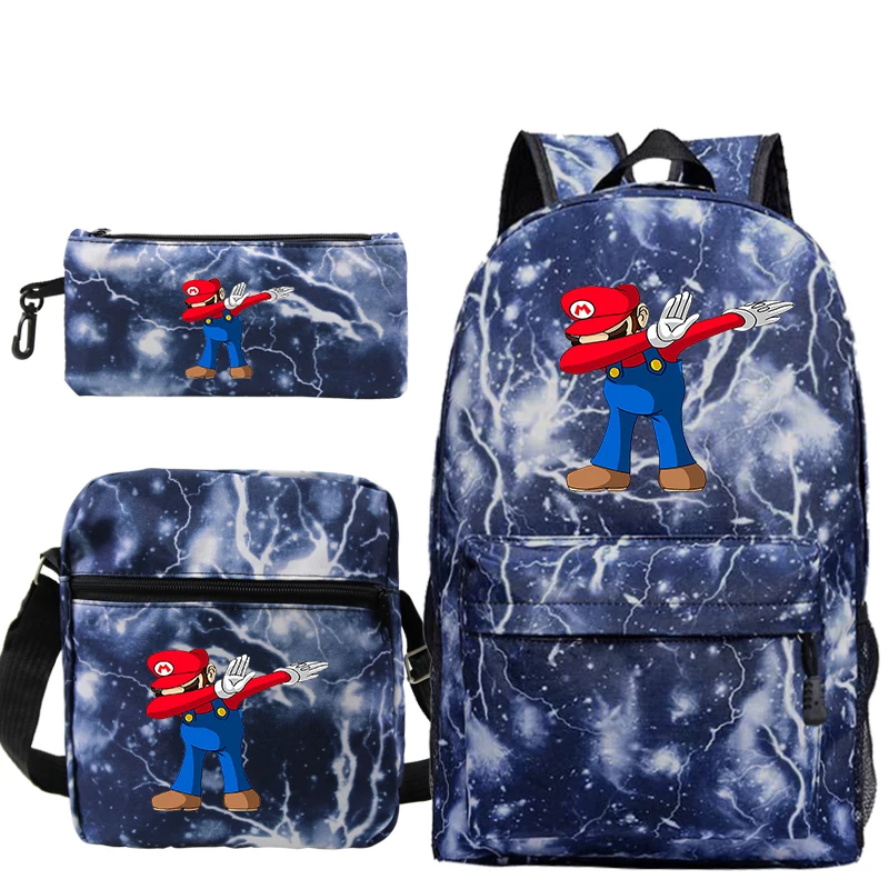 Супер рюкзак Марио кавайный чехол для карандаша для школы Mochila plecak аниме дорожные рюкзаки Sac A Dos 3 шт./компл - Цвет: 6