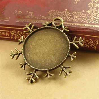

10pcs Antique Bronze Snow Pendant Charm Settings Cabochon Cameo Base Tray Bezel Blank Fit 25mm Cabochons Jewelry Making Findings