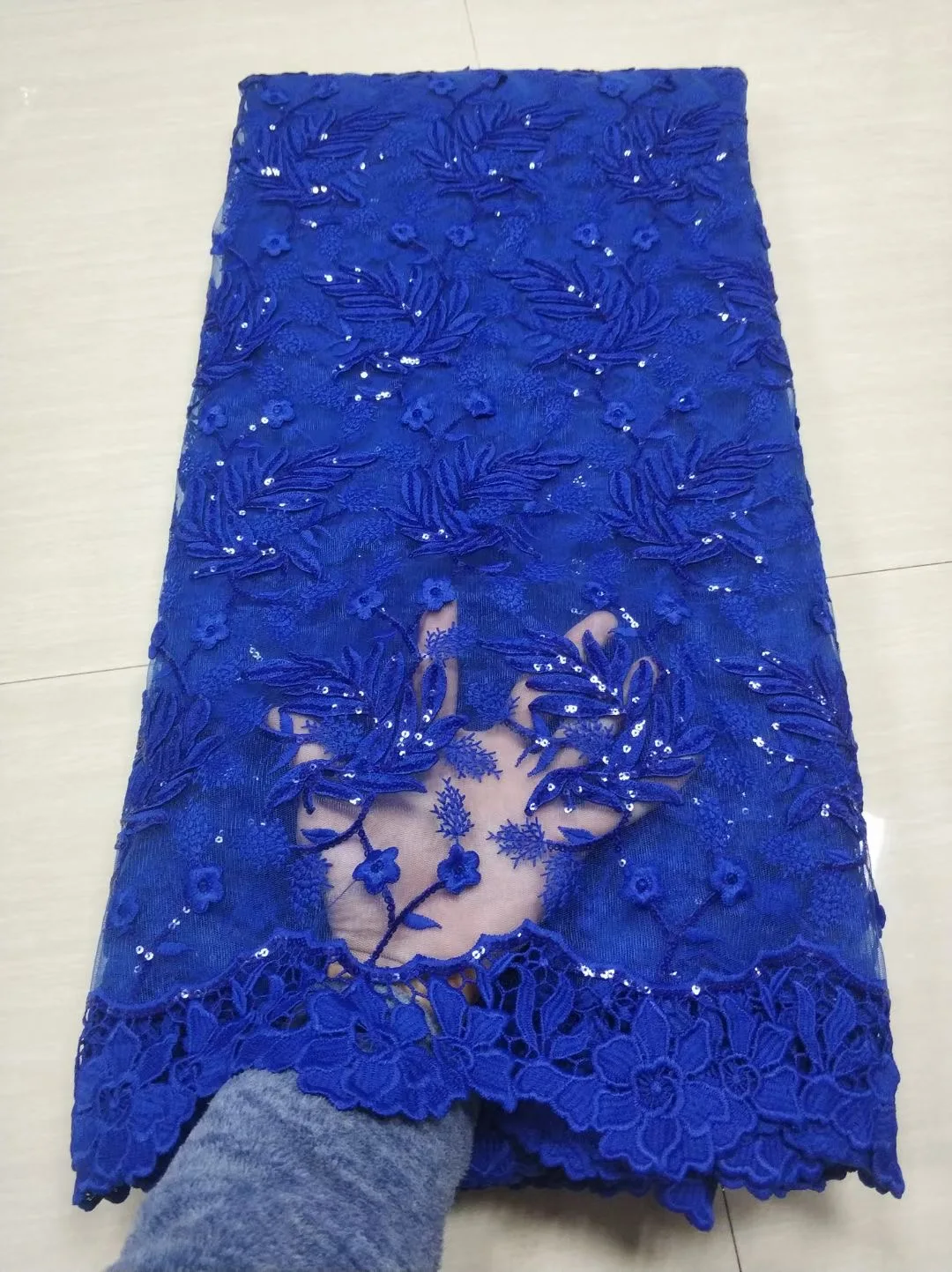 

Royal Blue French Milk Silk Lace Fabric 2021 High Quality African Sequins Lace Fabric Mesh Nigerian Lace Fabrics For Wedding