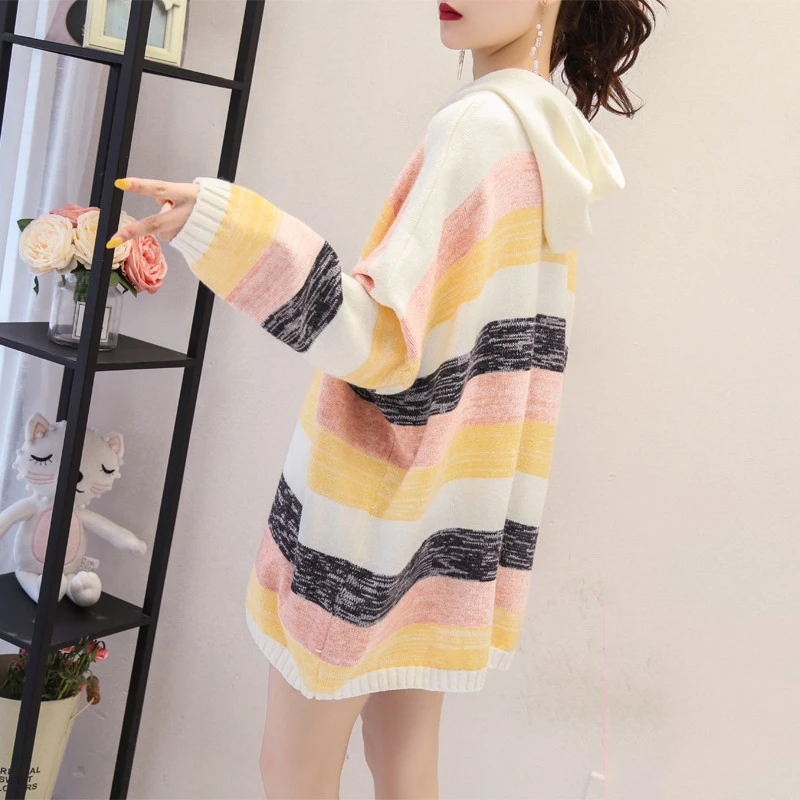 

Hooded Sweater Women 2019 New Striped Casual Pullover Sweater Female Oversized Loose Sweater Women Tops Autumn Sweater AN165