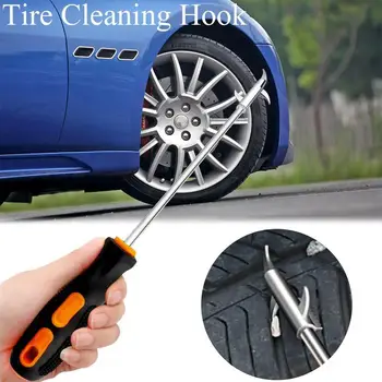 

Car Tire Cleaning Hook Explosion-proof Alloy Scraper Crowbar with Hooks Multifunctional Stone Cleaning Tool Cleaner