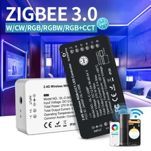 Zigbee 3.0 smart pro com cw/rgb/rgbw/rgb cct conduziu o trabalho branco quente do dimmer da luz branca fria do controlador da tira com alexa eco mais