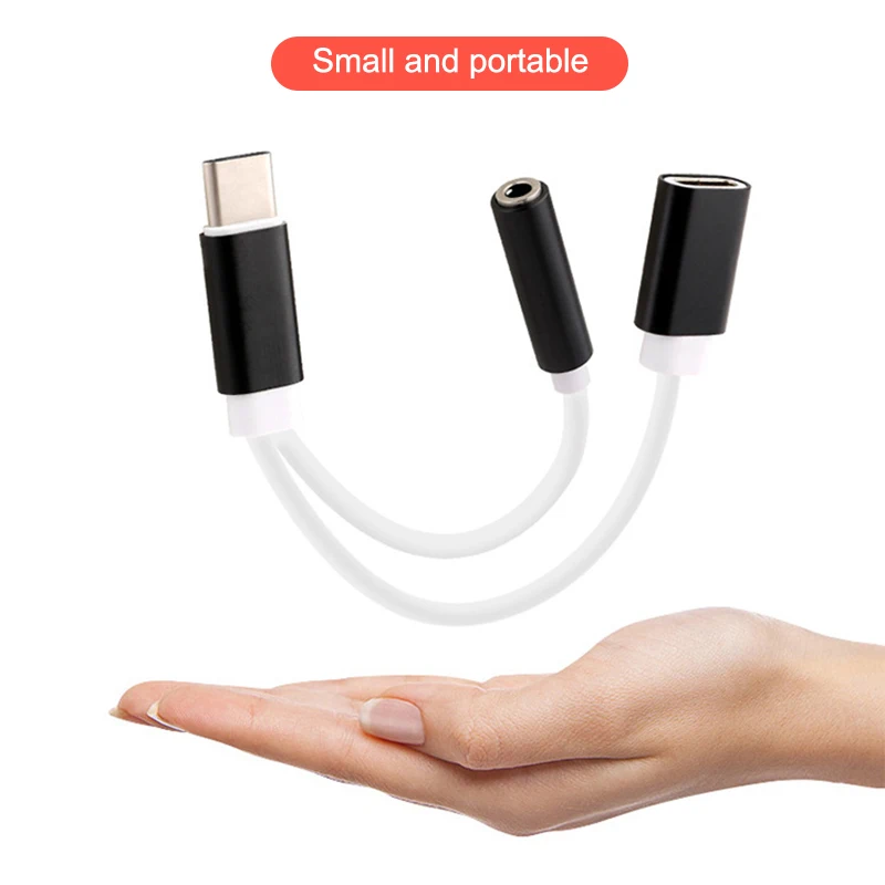 2 в 1 USB-C до 3,5 мм аудио адаптер type C Зарядный Кабель-адаптер конвертер для сотового телефона LFX-ING