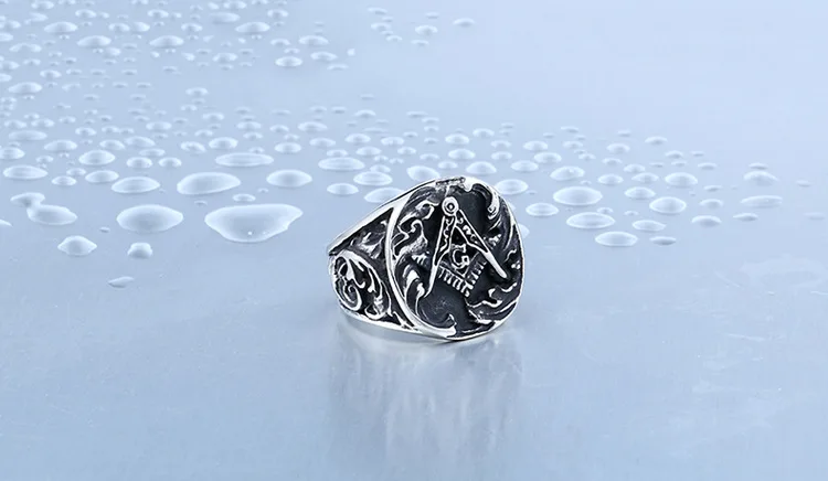 Кольцо из нержавеющей стали мужские старинные индивидуальность кольца с гравировкой символ масонов