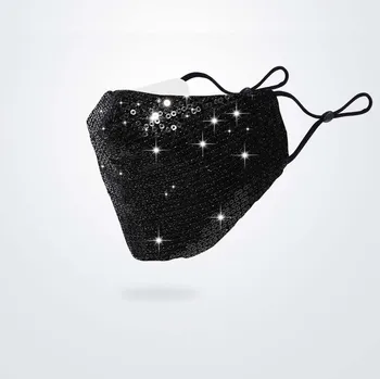

Fashion Sequin Mouth Mask Cotton Keep Warm Anti-haze Masks Breathable Washable Reusable Face Cover Masks Shining Party Gift