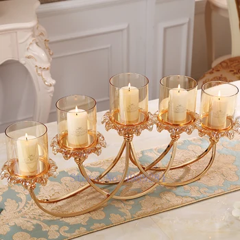 

Nordic Creative metal Gold Candlestick Siamese expensive Crafts ornaments Modern home decoration desktop Candle Holders