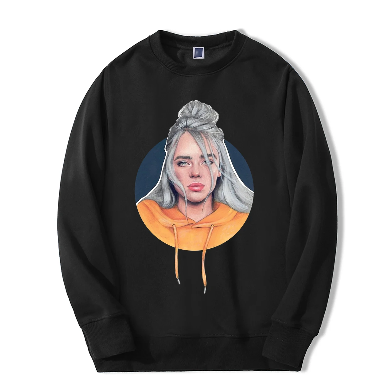 Billie Eilish толстовки мужские певица плохой парень Забавный принт спортивная одежда Осень Зима теплые толстовки хип хоп пара спортивный костюм - Цвет: Black 6