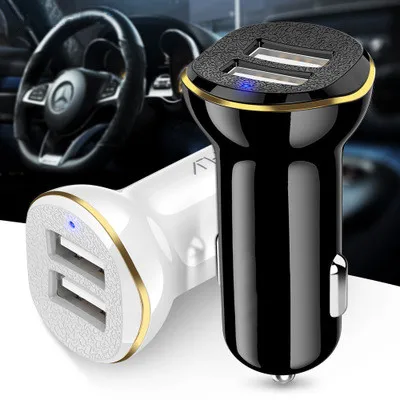 Автомобильное зарядное устройство с двумя usb-портами для iPhone Xs, samsung, huawei, Xiaomi, 2.1A, быстрое автомобильное зарядное устройство для мобильного телефона, автомобильное USB зарядное устройство