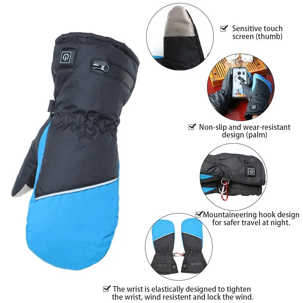 Перчатки с подогревом водонепроницаемые перчатки с сенсорным экраном перчатки для сноуборда теплые снегоход «Snow» перчатки с подогревом для мужчин и женщин