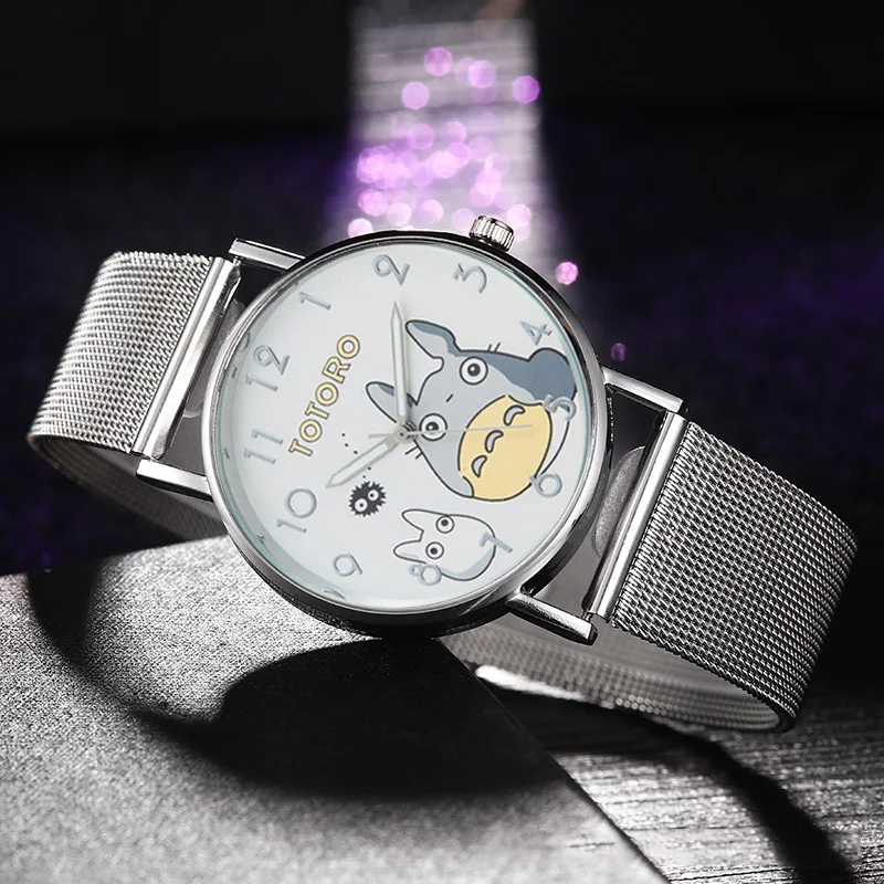 Модные Мультяшные часы Totoro женские повседневные кварцевые с кожаным ремешком