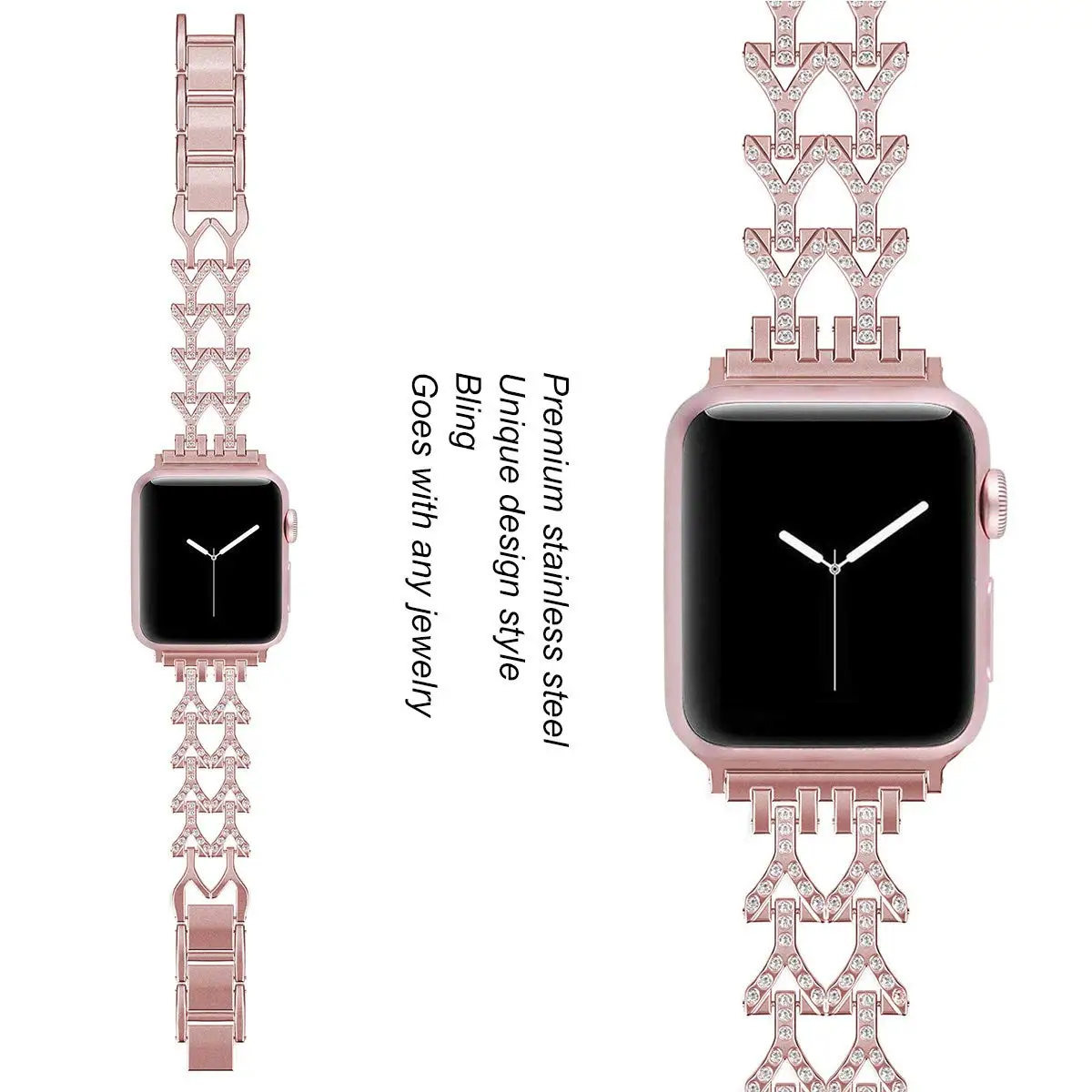 Браслет из нержавеющей стали ремешок для Apple Watch 42 мм 38 мм Женский бриллиантовый ремешок для Apple Watch полосы 40 мм 44 мм серия 5 4 3 2