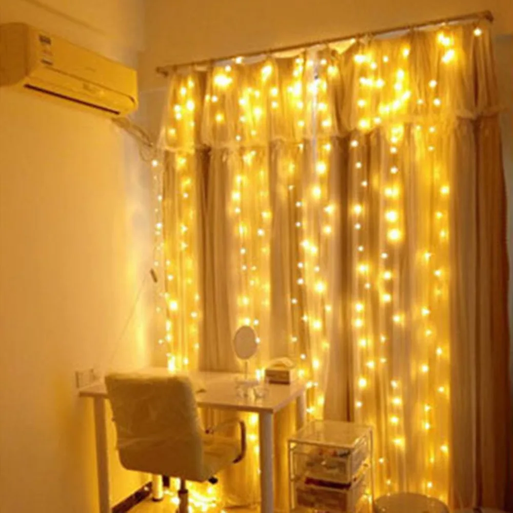 Светодиодный светильник для занавесок, 3*1 м, 3*2 м, 3*3 м, рождественские уличные водонепроницаемые праздничные свадебные украшения, маленькие фонарики