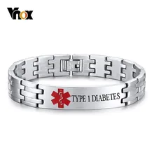 Vnox, медицинский, идентификационный сигнал, браслеты для мужчин, гравировка, нержавеющая сталь, барный браслет, повседневное, аварийное напоминание, ювелирные изделия