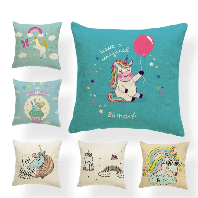 2 Pièce//set Lovely Cartoon Animal Cotton Linen Pillow Cover Case Home Décoration