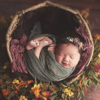 

Stretchies Cotton Wrap For Newborn Photography Props Photo Shoot Accessories Fotografia Background Blanket Photoshoot Flokati