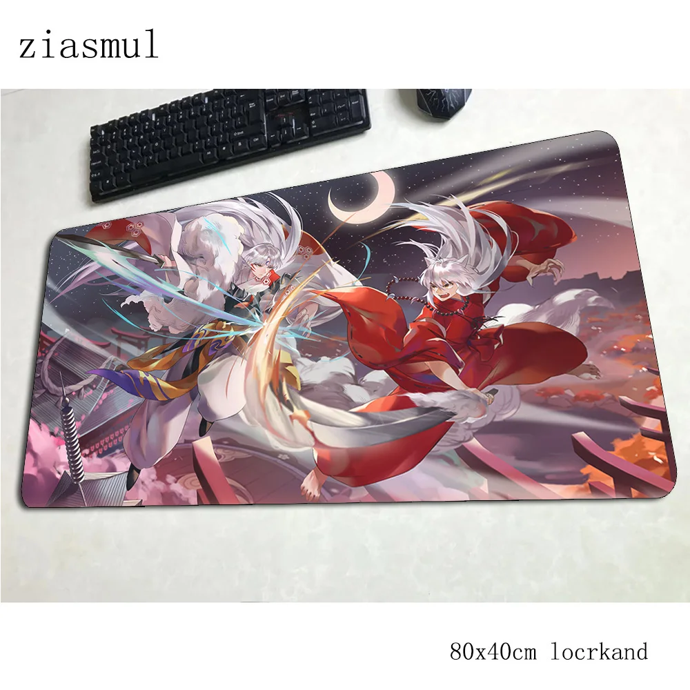 Inuyasha коврик для мыши 80x40 см игровой коврик для мыши с изображением аниме самые дешевые офисные ноутбук с алюминиевым корпусом стол коврик HD печати padmouse игры pc gamer коврики